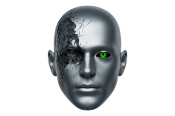 Cyborg face with transparent background