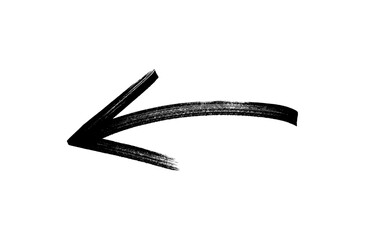 Hand-drawn Black marker arrow isolated on transparent background.