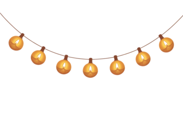 Diwali Lights String with Transparent Background