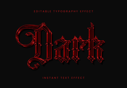 Red And Black Gothic 3D Text Effect Medieval Metallic Font