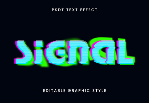 Green And Pink Signal Distortion Text Effect Glitch Static Font