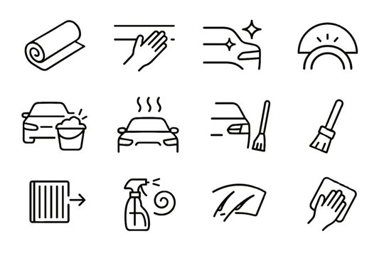 Icons microfiber care icon towel vector car mist symbol roll dash utility