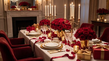 Elegant holiday dinner table setting