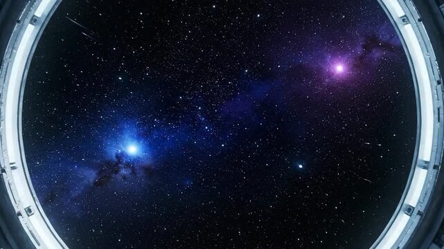 Stunning View of the Cosmos Through a Spaceship Window.