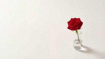Single red rose in a clear vase