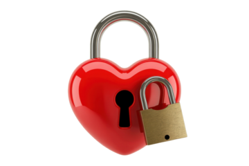Heart Padlock with Small Lock Isolated