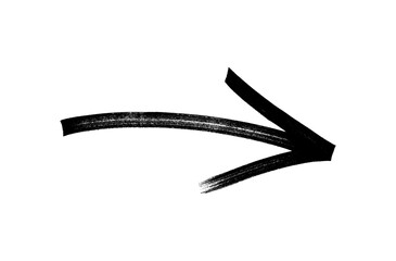 Hand-drawn Black marker arrow isolated on transparent background.