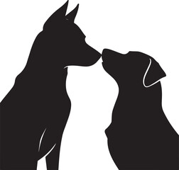 &ldquo;Dog couple silhouette SVG touching noses.&rdquo;.ai