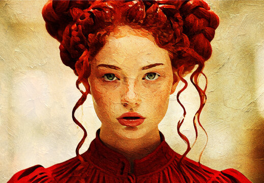 Red And Gold Vivid Oil Print Photo Effect