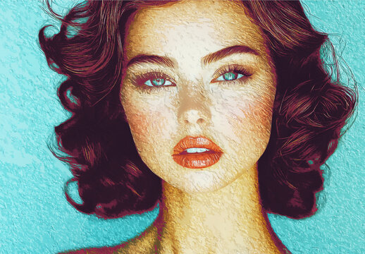 Blue And Orange Vivid Oil Print Photo Effect