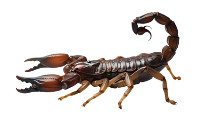 Scorpion isolated on transparent background with curled tail and claws visible