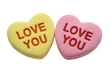 Love You Candy Hearts on Isolated Background