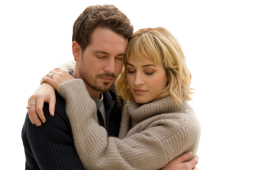 Loving Couple Embrace - Isolated