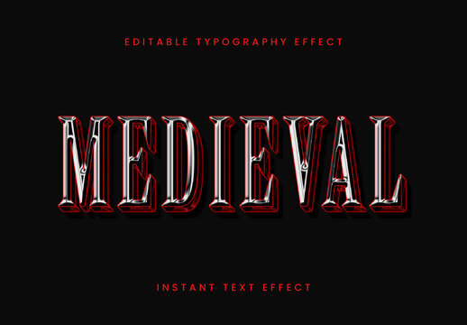 White And Red Gothic 3D Text Effect Chrome Medieval Font