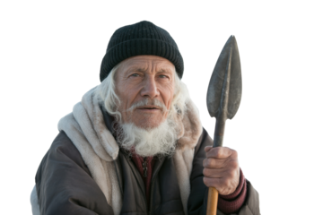 Old Man with Shovel - Isolated