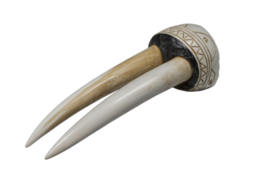 Ornate Hairpin or Tusk Object on Black