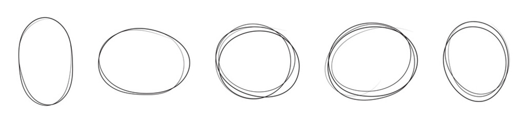 Black hand drawn circle set