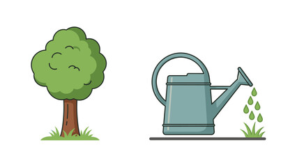 Watering Can Pouring Water on Plant. © arby