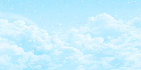 Obraz premium Bright blue sky with white clouds, a beautiful natural summer cloudscape