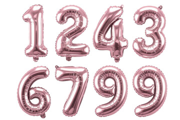 Obraz premium Rose Gold Number Balloons 1-9