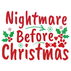 Nightmare before Christmas holiday graphic with holly and dog bones