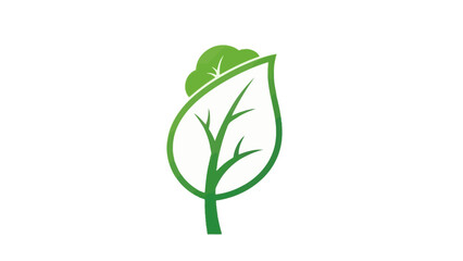 Green Leaf Icon with Stem Illustration. © Fauzi