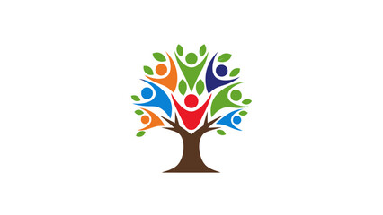 Obraz premium Colorful Tree Logo with Leaves.