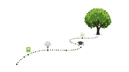 Obraz premium Green Tree with Dotted Path Leading.