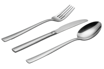 Silverware Set on Transparent Background