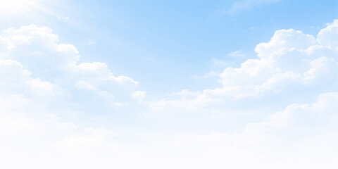 Fototapeta premium Beautiful blue sky with fluffy white clouds, a clear summer cloudscape