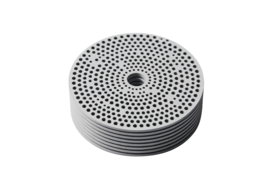 Stack of Perforated Round Discs - Powered by Adobe