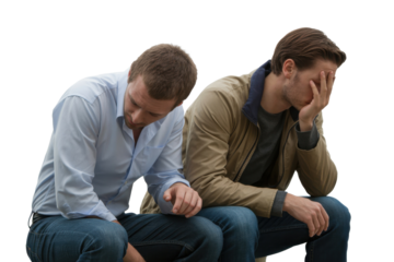 Two Depressed Men Sitting Down