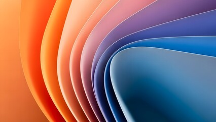 Vibrant abstract curved shapes in orange pink purple and blue hues