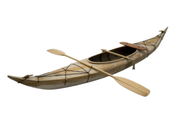 Wooden kayak isolated on transparent background