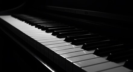 Naklejka premium Closeup of piano keys in black and white