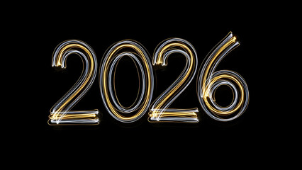 2026 golden light trail on dark background, business planning concept for corporate strategy, goals, annual budget and financial forecast