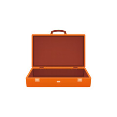 Open Empty Orange Briefcase Transparent Background