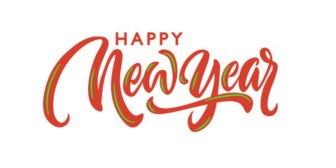 Golden Happy New Year elegant typography on white background © logo master
