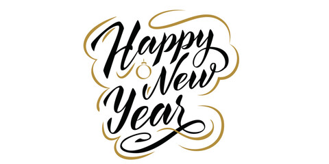 Elegant Happy New Year typography with gold accents © logo master