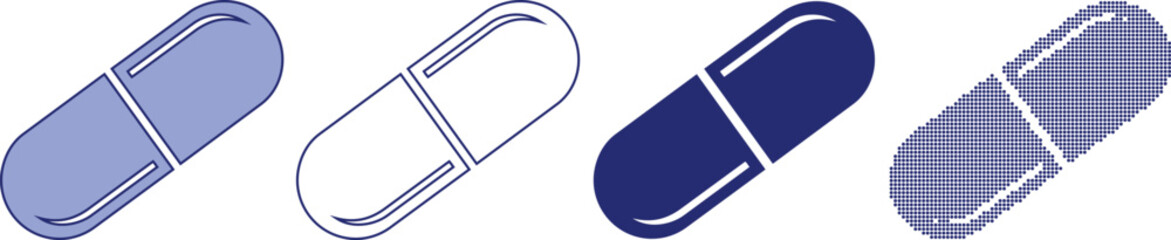 Pills and Capsules Illustration Set on White Background