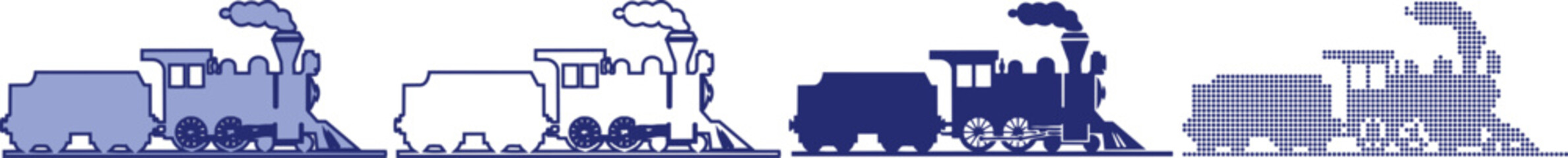 Vintage Train Silhouettes against White Background © Masud010