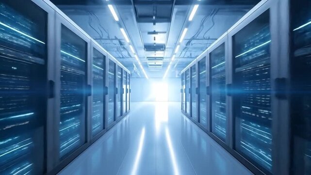 Data Center Server Room - High-Tech Infrastructure and Technology.