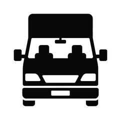 Black and white vector image of a truck front view