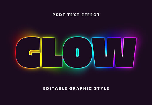 Colorful Rainbow Blur Text Effect Bold Outline Backlit Font