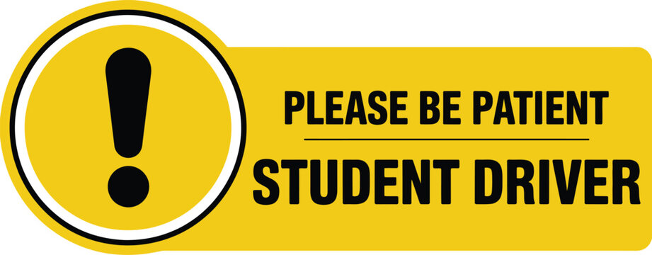 student driver sign vector, clear traffic warning illustration for new drivers, driving schools, road safety,