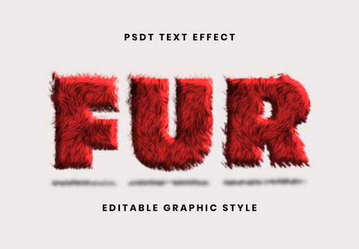 Red Furry Text Effect Hairy Soft Fluffy Font