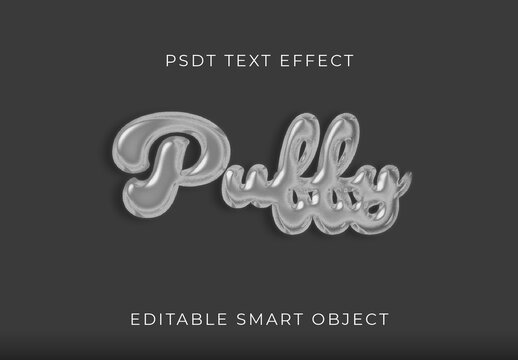Silver Metallic Inflated 3d Text Effect Script Chrome Bubble Font