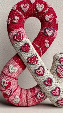 Primer plano de un par de calcetines de punto con motivos de corazones.