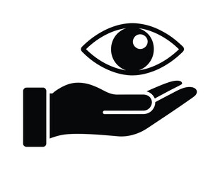 Vector illustration of a hand holding an eye symbol