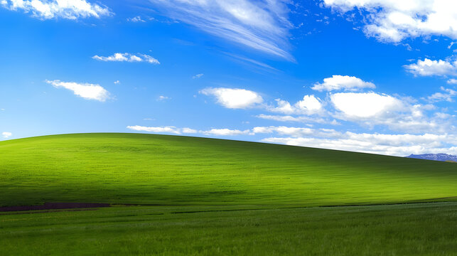 Vast green hills under blue sky